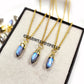 Flashy Labradorite Pencil Pendant Necklace | 14K Gold Plated Blue Fire Gemstone