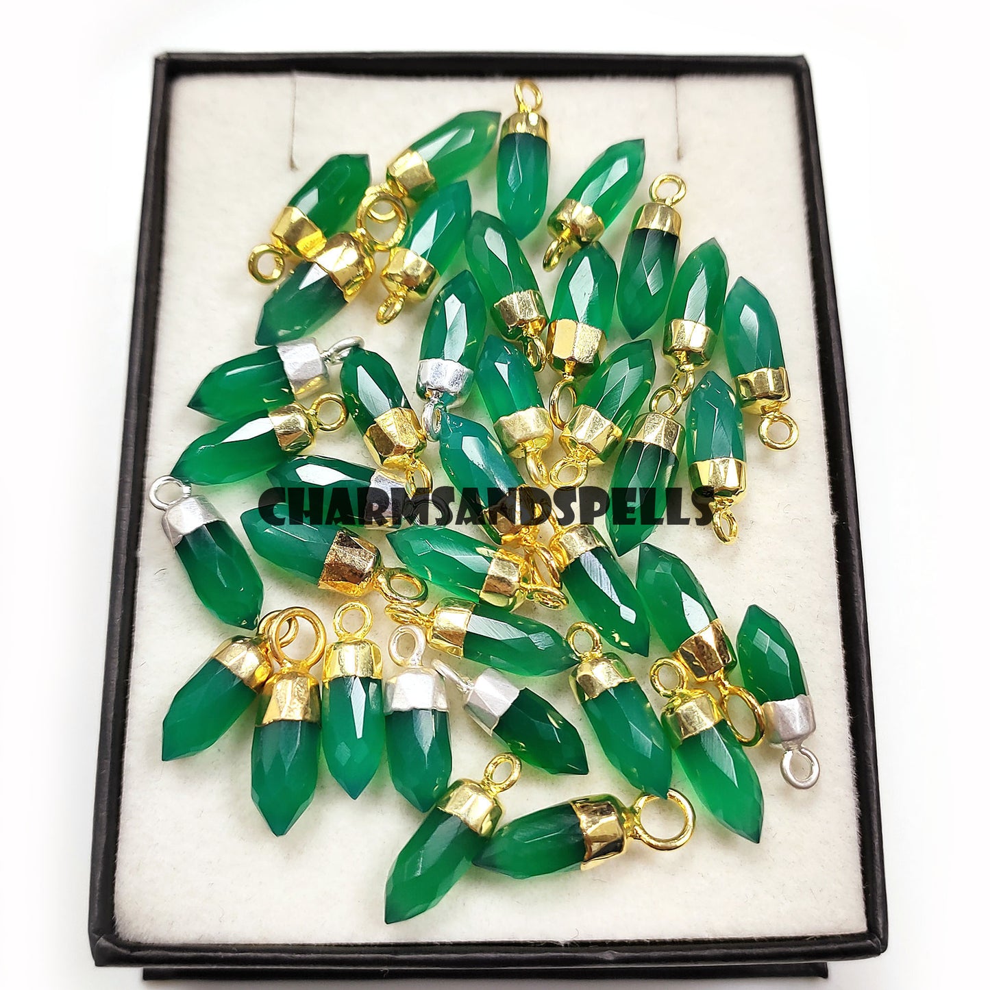 Green Onyx Pencil Necklace, 14k Gold Plated Necklace, Chakra Necklace, Onyx Chain Necklace, Birthday Gift, Gift For Wife / Husband