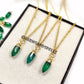 Green Onyx Pencil Pendant Necklace | 14K Gold Plated Chakra Healing Crystal Jewelry