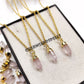 Rose Quartz Pencil Pendant Necklace | 14K Gold Plated Crystal Point Healing Jewelry