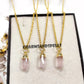 Rose Quartz Pencil Pendant Necklace | 14K Gold Plated Crystal Point Healing Jewelry