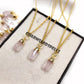 Rose Quartz Pencil Pendant Necklace | 14K Gold Plated Crystal Point Healing Jewelry