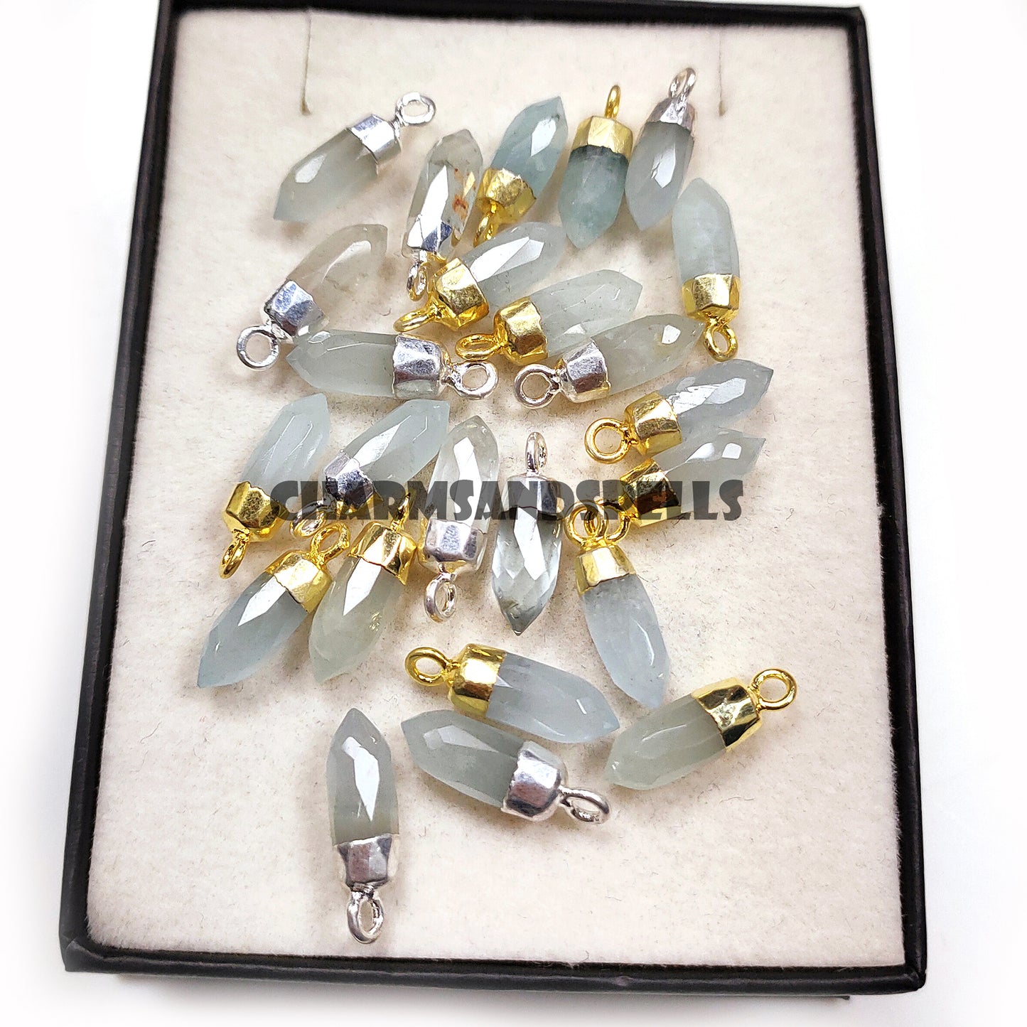 Aquamarine Pencil Pendant, 14K Gold Plated Aquamarine Pendant, Natural Aquamarine Jewelry, March Birthstone, Crystal Pendant, Gift for Her