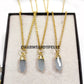 Aquamarine Pencil Pendant Necklace | 14K Gold Plated Natural Crystal Jewelry