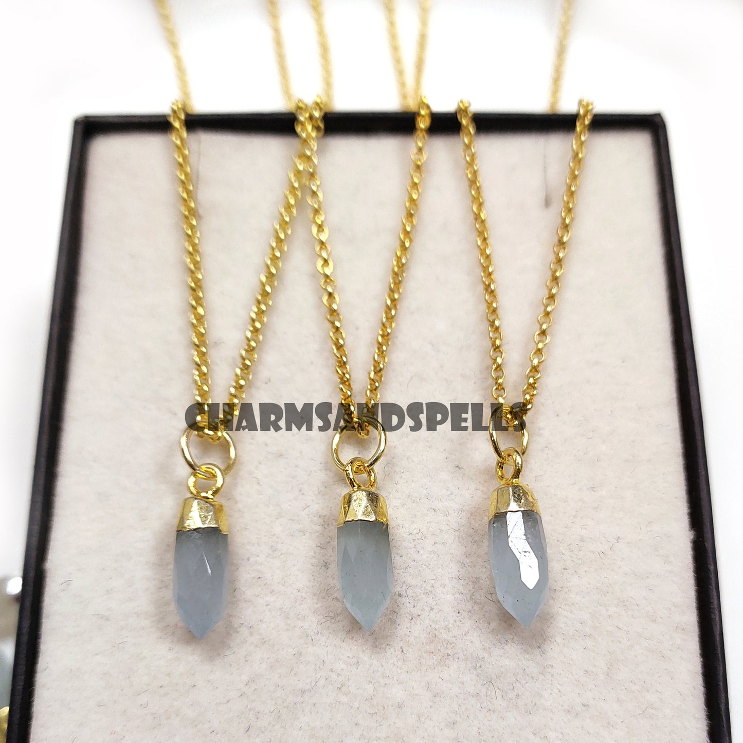Aquamarine Pencil Pendant, 14K Gold Plated Aquamarine Pendant, Natural Aquamarine Jewelry, March Birthstone, Crystal Pendant, Gift for Her