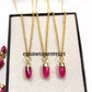 Ruby Pencil Necklace | 14K Gold Plated Chain | Handmade Gemstone Jewelry