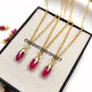 Ruby Pencil Necklace | 14K Gold Plated Chain | Handmade Gemstone Jewelry