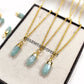 Amazonite Pencil Pendant Necklace | 14K Gold Plated Natural Gemstone Jewelry