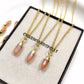 Peach Moonstone Pendant Necklace | 14K Gold Plated Jewelry | Unique Wedding Gift