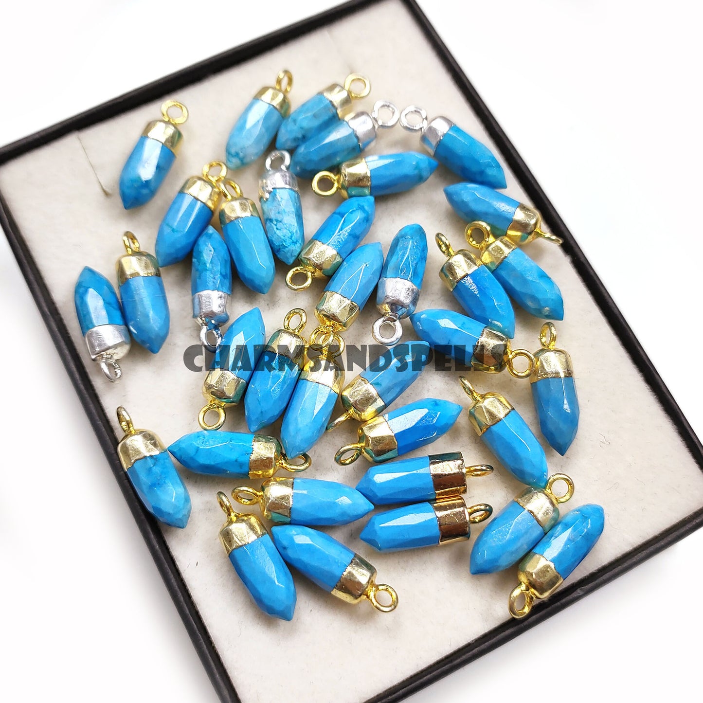 Blue Turquoise Gemstone Pencil Necklace Jewelry, 14K Gold Plated Necklace, Handmade Jewelry, Turquoise ~ Gift For Christmas, Gift For Her