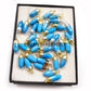 Blue Turquoise Pencil Necklace, 14K Gold Plated Handmade Jewelry