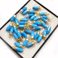 Blue Turquoise Pencil Necklace, 14K Gold Plated Handmade Jewelry