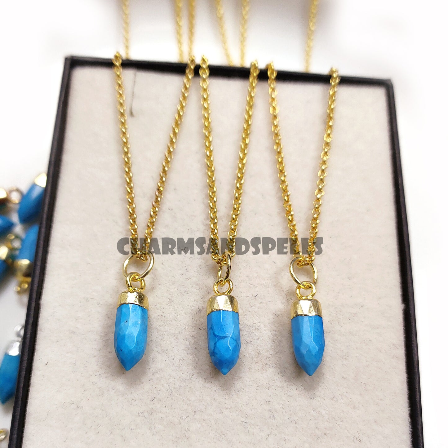 Blue Turquoise Gemstone Pencil Necklace Jewelry, 14K Gold Plated Necklace, Handmade Jewelry, Turquoise ~ Gift For Christmas, Gift For Her