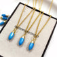 Blue Turquoise Pencil Necklace, 14K Gold Plated Handmade Jewelry