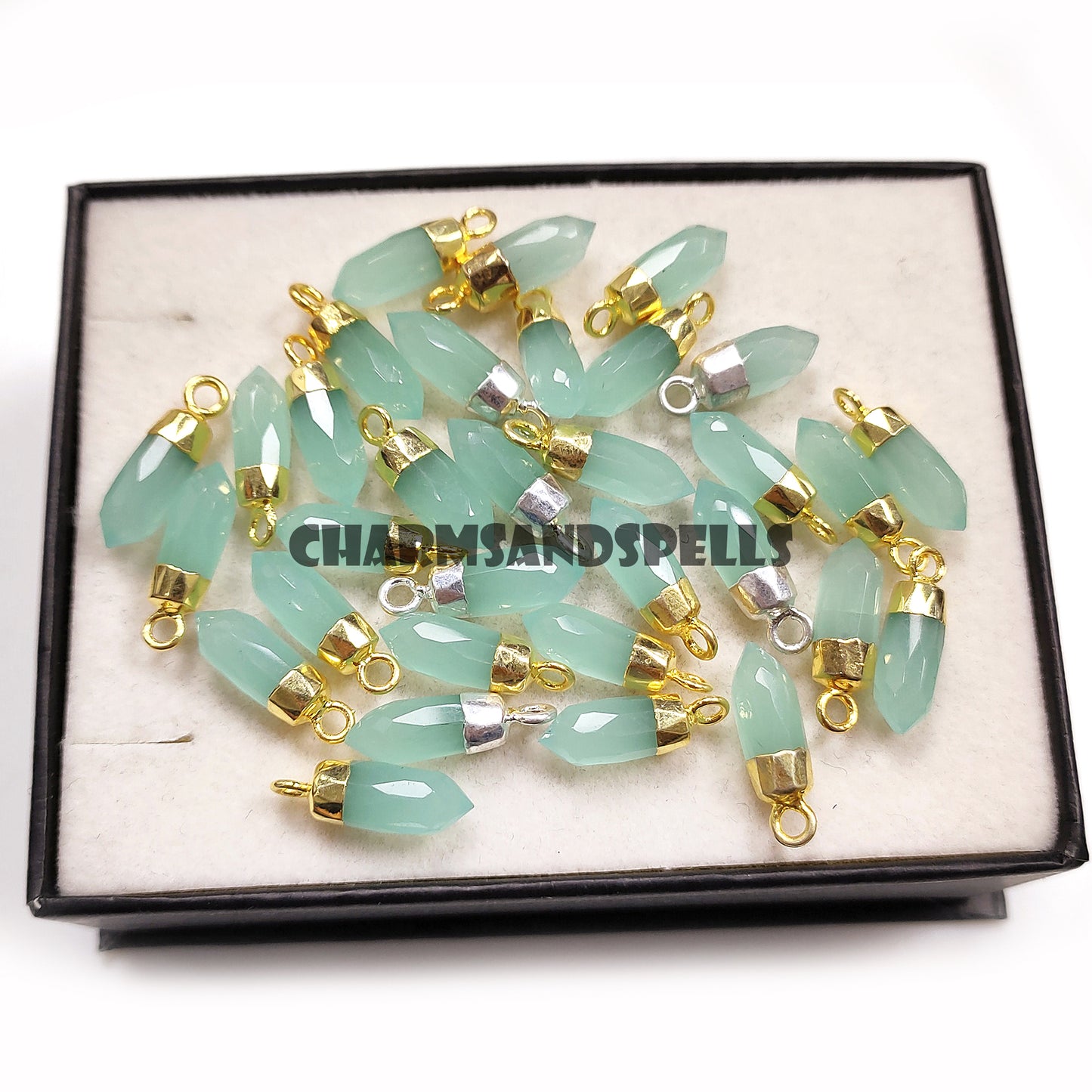 Aqua Chalcedony Necklace, Gemstone Pendant, 14K Gold Plated Necklace, Women Jewelry, Dainty Pendant, Chalcedony Jewelry, Birthstone Pendant