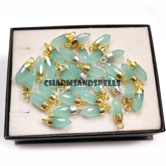 Aqua Chalcedony Necklace, Gemstone Pendant, 14K Gold Plated Necklace, Women Jewelry, Dainty Pendant, Chalcedony Jewelry, Birthstone Pendant