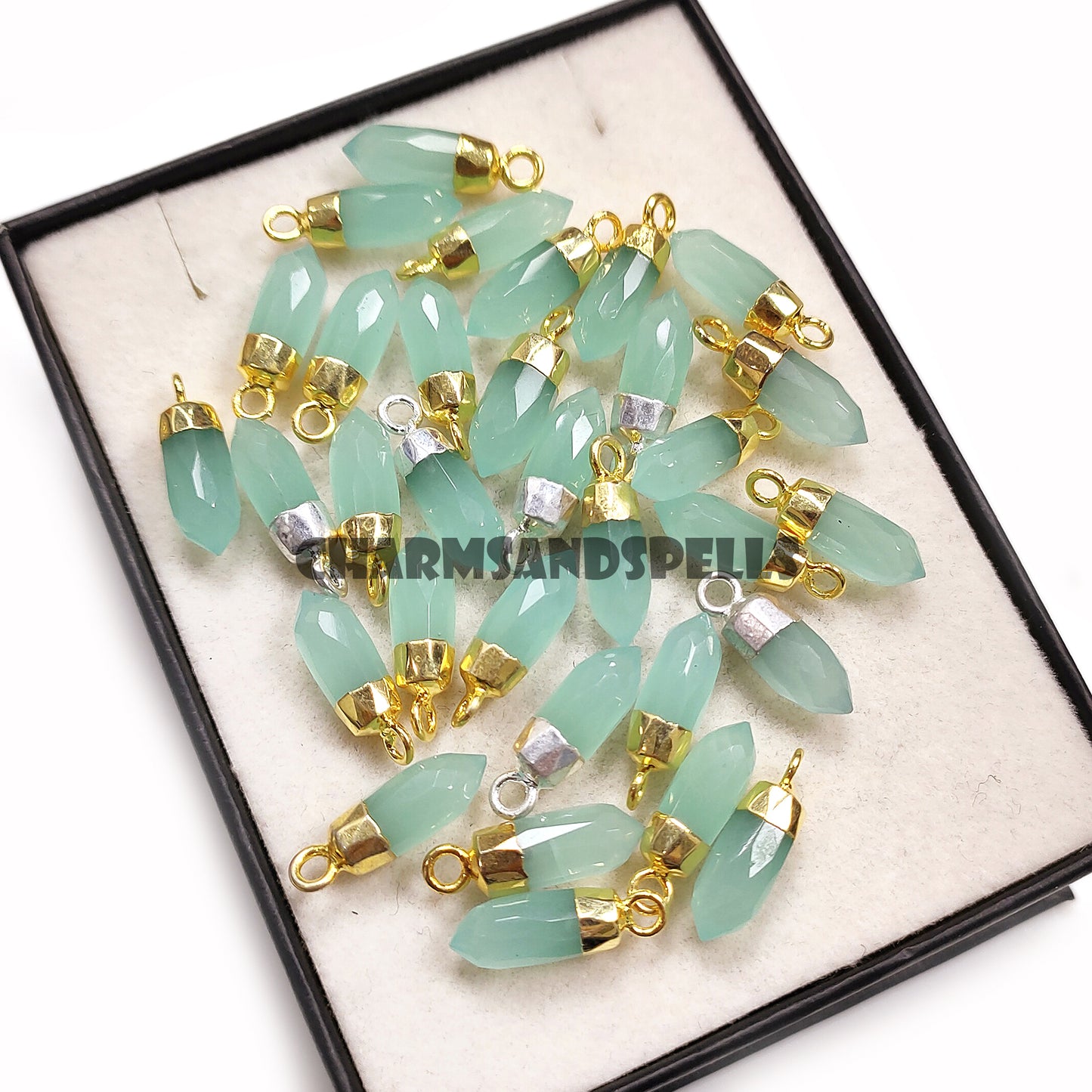Aqua Chalcedony Necklace, Gemstone Pendant, 14K Gold Plated Necklace, Women Jewelry, Dainty Pendant, Chalcedony Jewelry, Birthstone Pendant