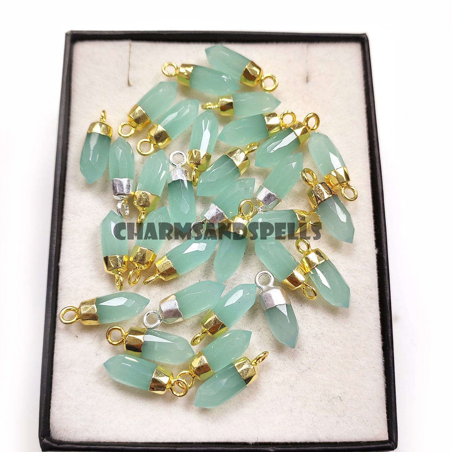 Aqua Chalcedony Necklace, Gemstone Pendant, 14K Gold Plated Necklace, Women Jewelry, Dainty Pendant, Chalcedony Jewelry, Birthstone Pendant