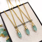Aqua Chalcedony Pendant Necklace, 14K Gold Plated Dainty Jewelry