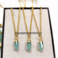 Aqua Chalcedony Pendant Necklace, 14K Gold Plated Dainty Jewelry