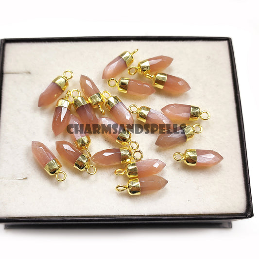 Chocolate Moonstone Necklace - Chocolate Moonstone Small Spike Pendant on 14K Gold Plated Necklace - Handmade artisan Jewelry for Her
