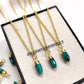 Emerald Pencil Necklace, 14K Gold Plated Jewelry, May Birthstone
