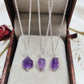 Raw Amethyst Pendant Necklace, 925 Sterling Silver Crystal Jewelry