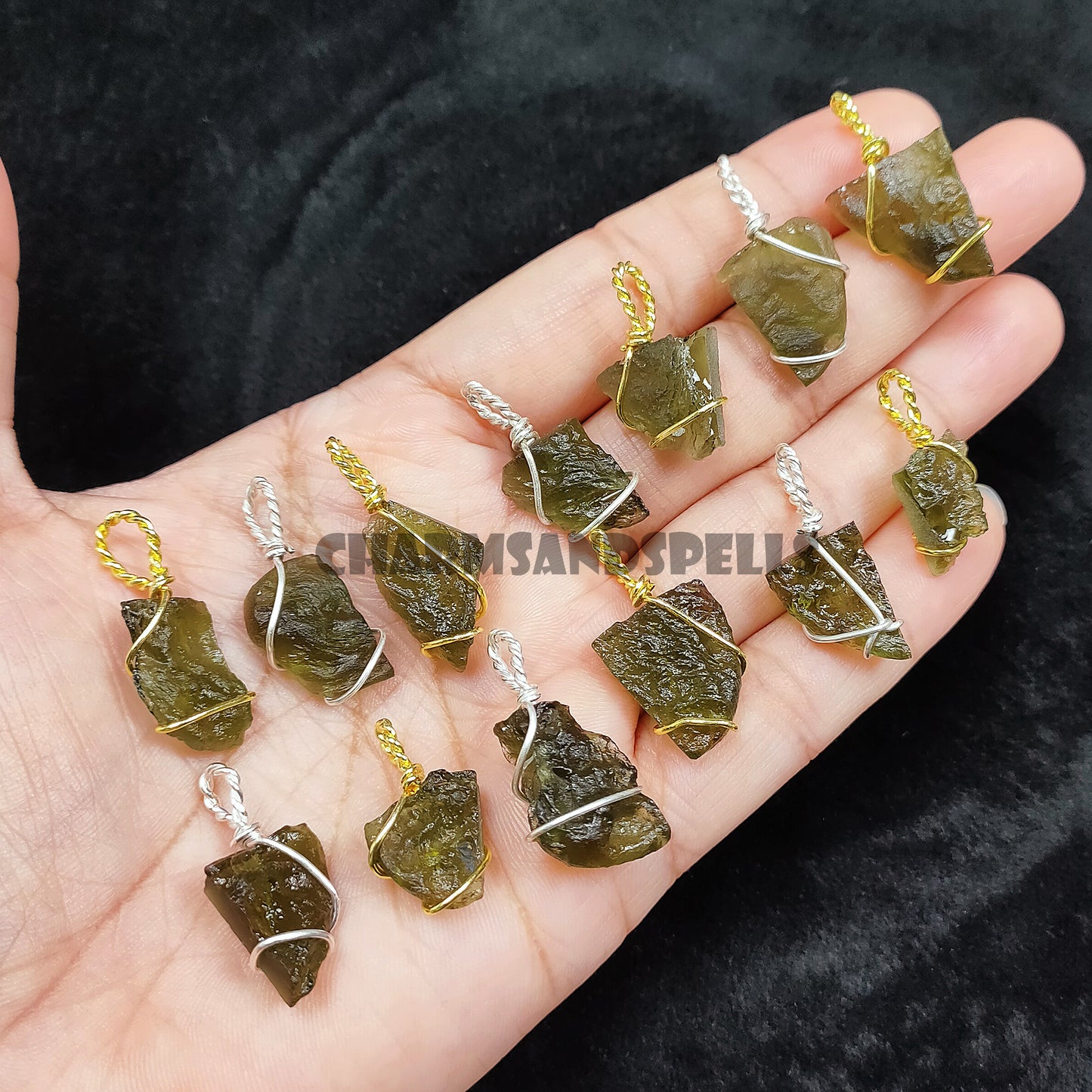 Raw Moldavite Necklace, 925 Silver Wire Wrapped Cage Pendant, Crystal Gift