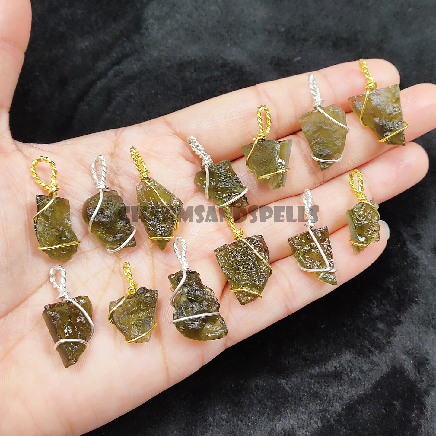 Raw Moldavite Necklace, 925 Silver Wire Wrapped Cage Pendant, Crystal Gift