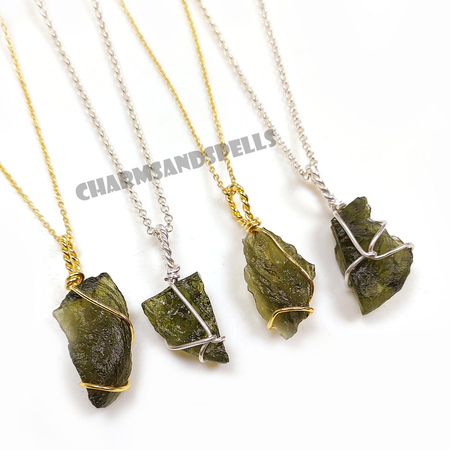Raw Moldavite Necklace, 925 Silver Wire Wrapped Cage Pendant, Crystal Gift