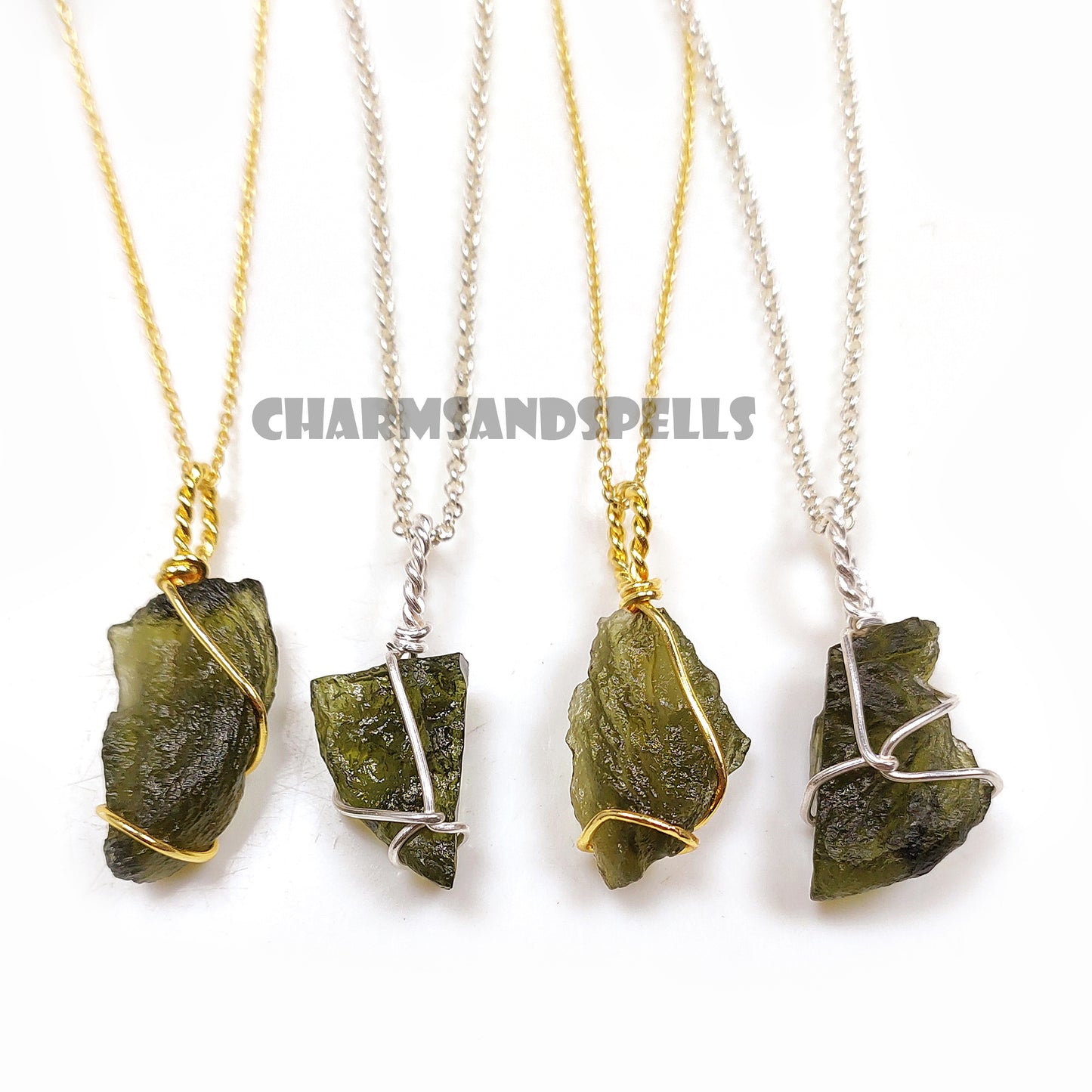 Raw Moldavite Necklace, 925 Silver Wire Wrapped Cage Pendant, Crystal Gift