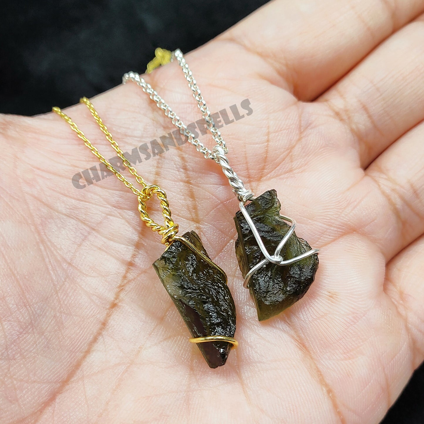 Raw Moldavite Necklace, 925 Silver Wire Wrapped Cage Pendant, Crystal Gift