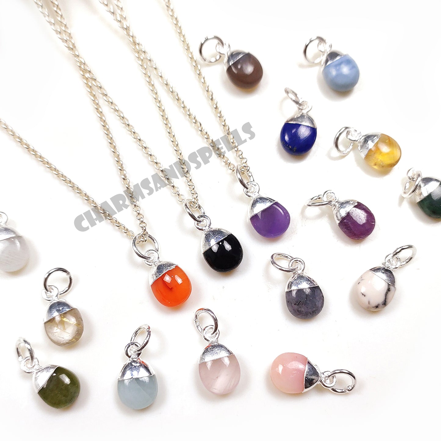 Minimalist Oval Gemstone Necklace, 925 Silver Birthstone Pendant Jewelry