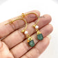 Raw Emerald Earrings | White Pearl Crystal Jewelry | Boho