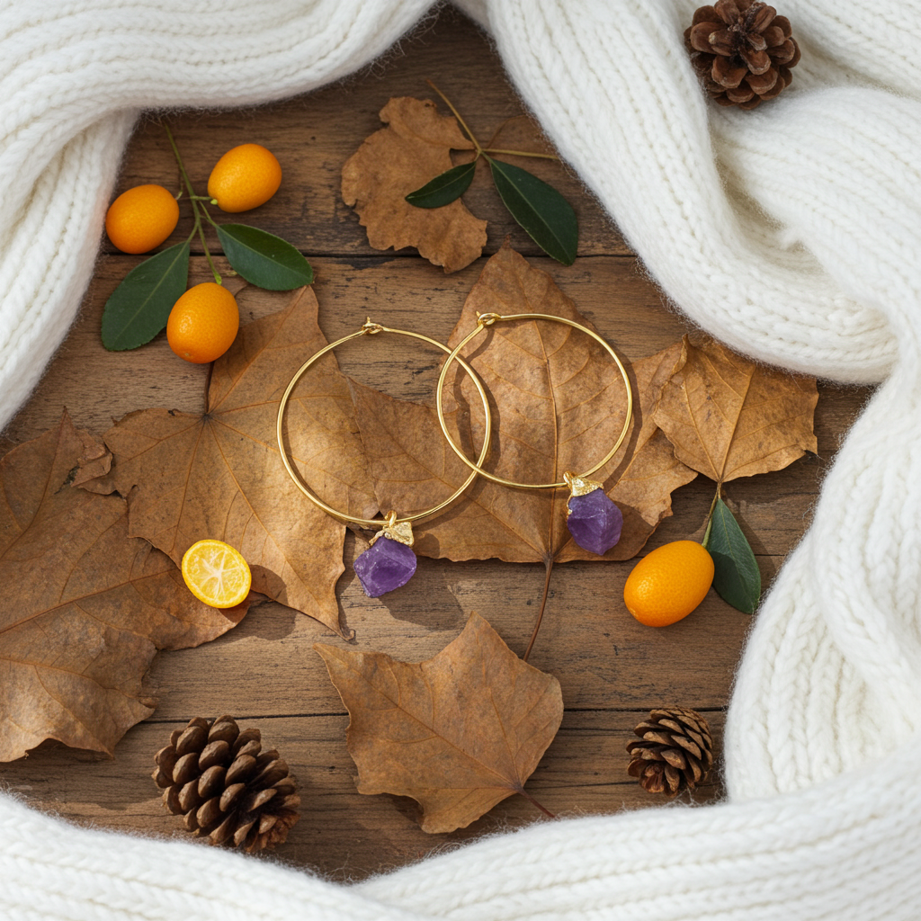 Raw Amethyst Crystal Earrings