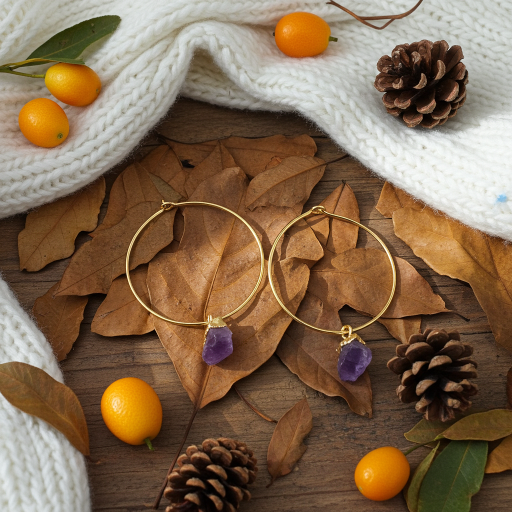 Raw Amethyst Crystal Earrings