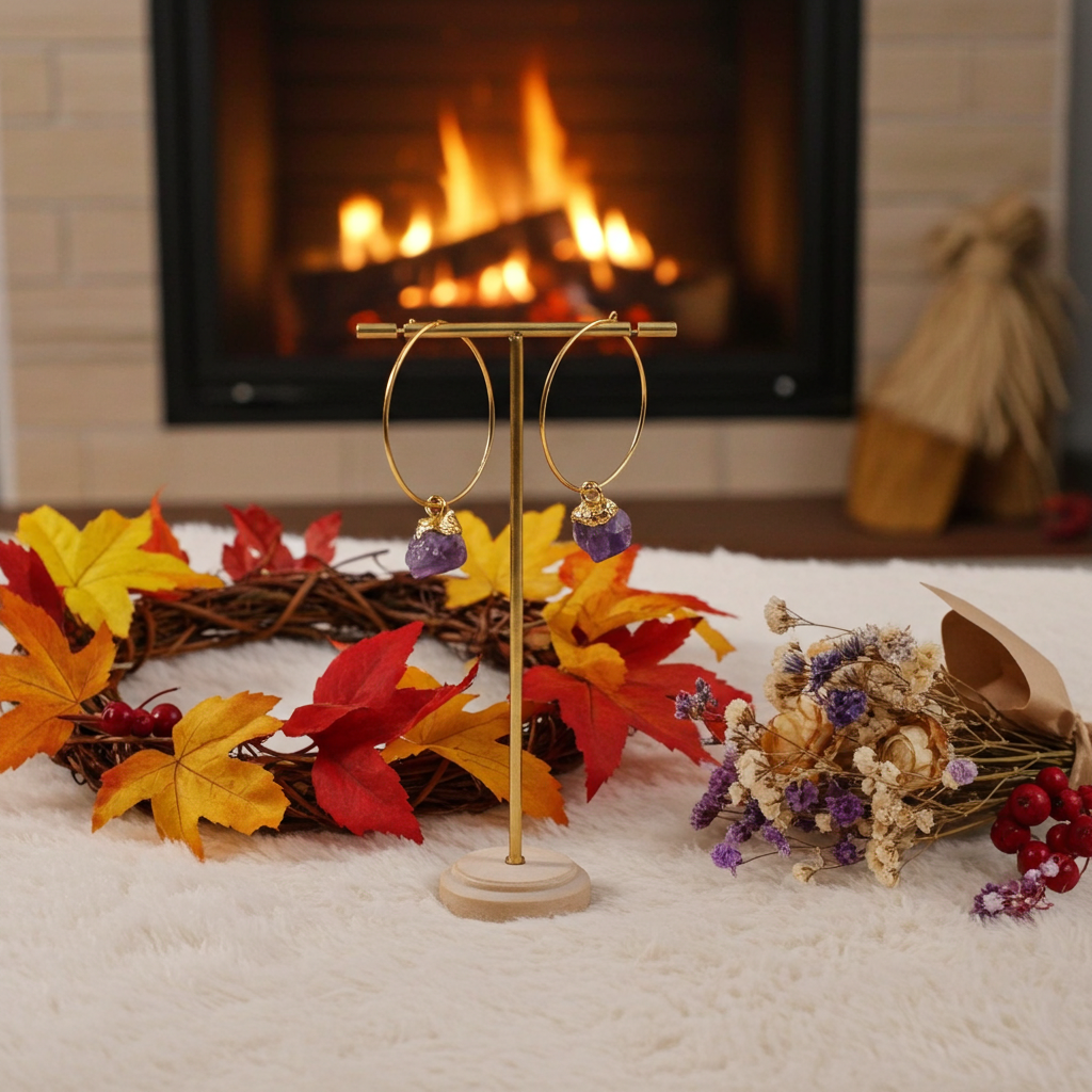 Raw Amethyst Crystal Earrings