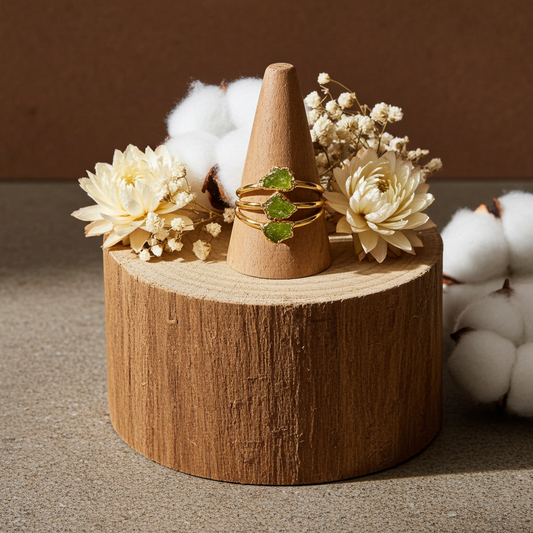 Raw Moldavite Ring| Handmade Electroplated Dainty Raw Gemstone Jewelry