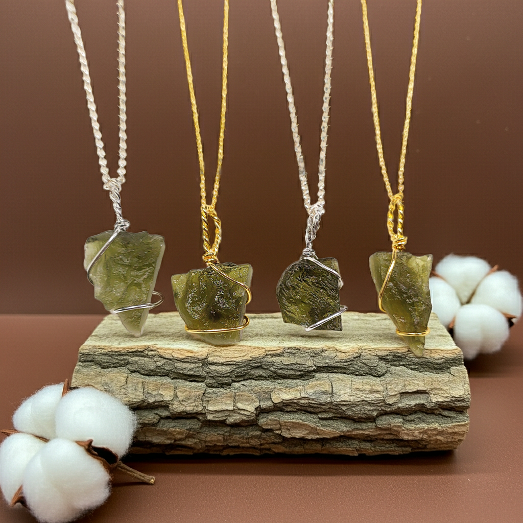 Raw Moldavite Wire Wrapped