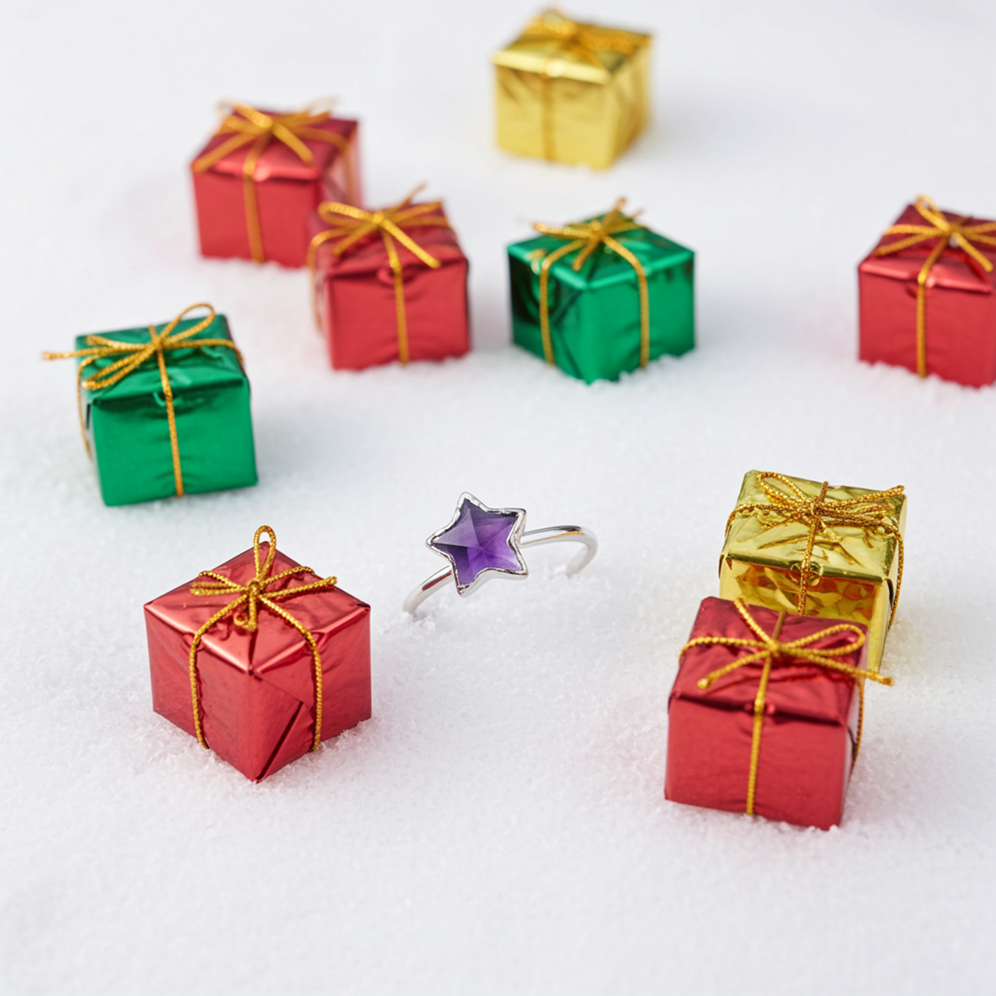 Natural Purple Amethyst Star Ring