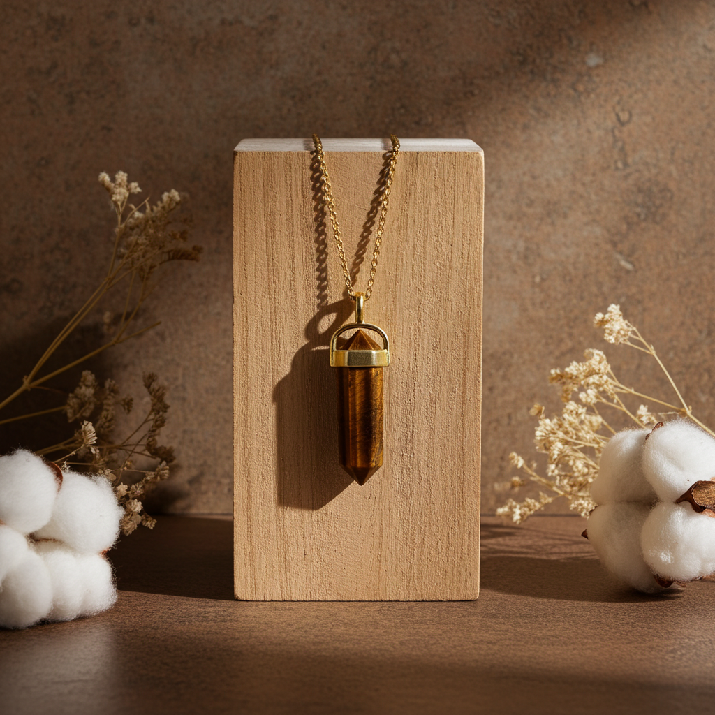 Natural Tiger Eye Crystal Point Pencil 