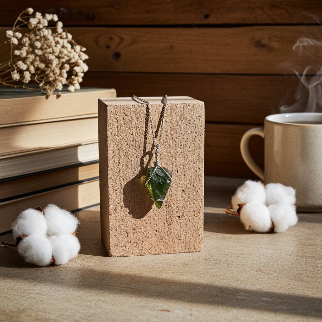 Raw Moldavite Wire Wrapped