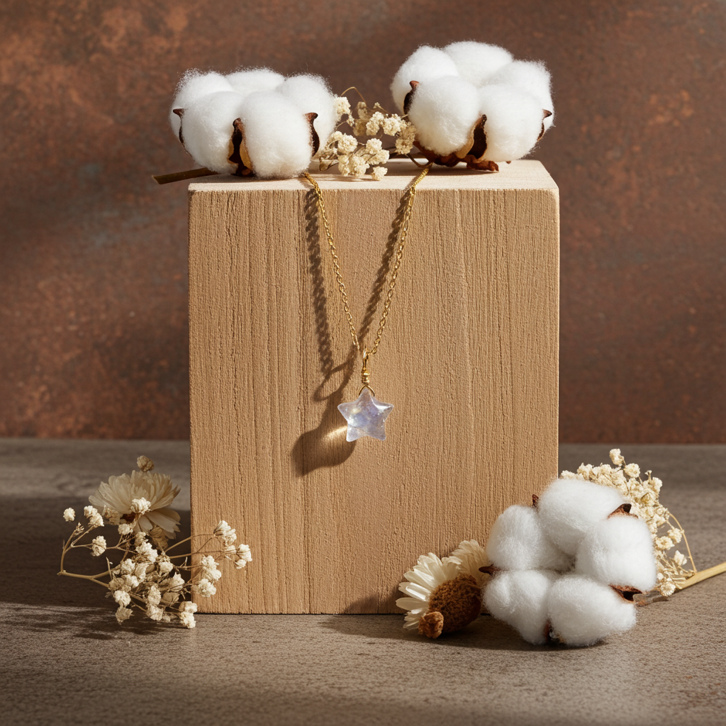 Rainbow Moonstone Star Necklace