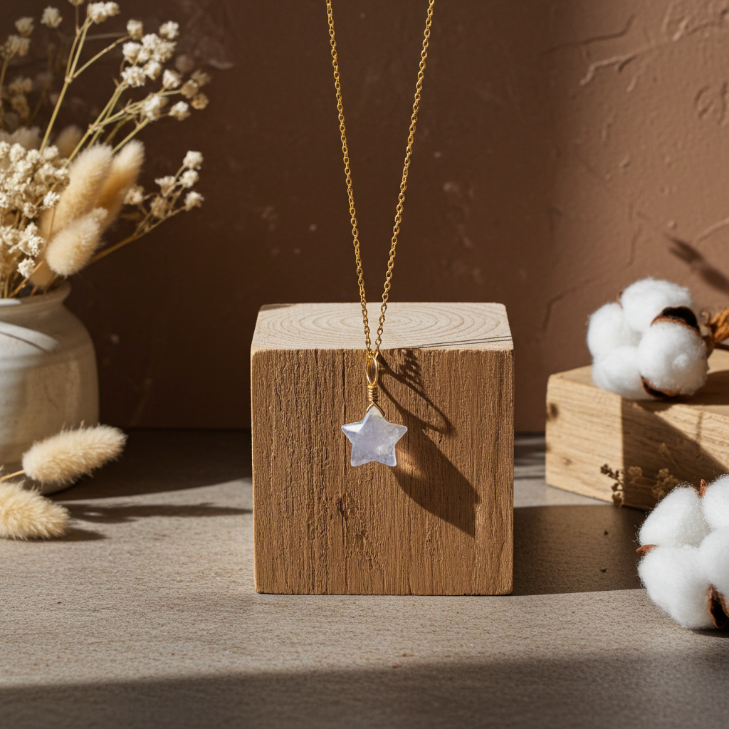 Rainbow Moonstone Star Necklace