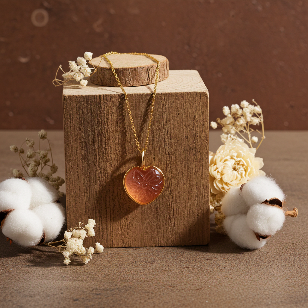 Peach Moonstone Heart Pendant