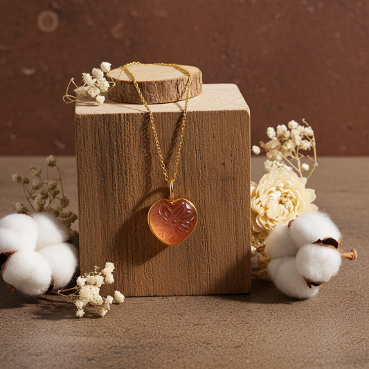 Peach Moonstone Heart Pendant