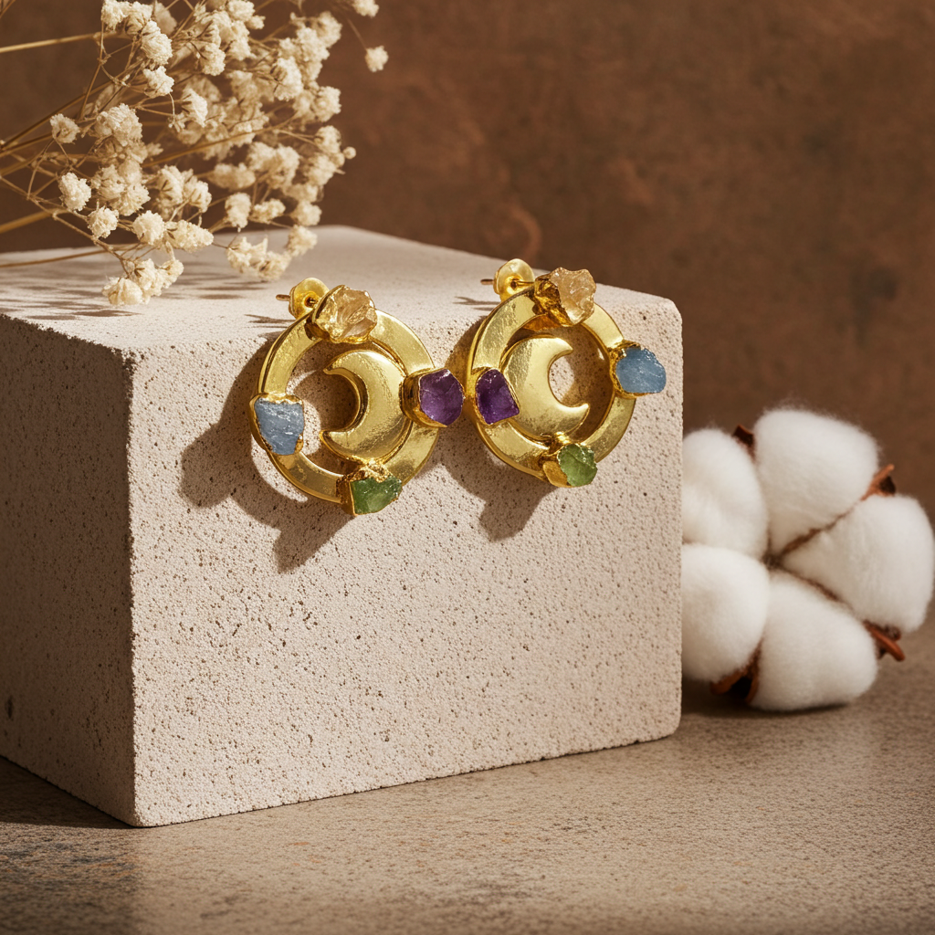 Moonkissed Aura Raw Gemstone Earrings