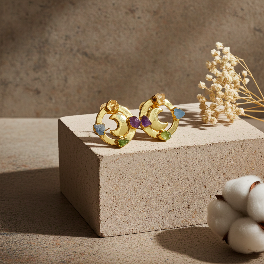 Moonkissed Aura Raw Gemstone Earrings