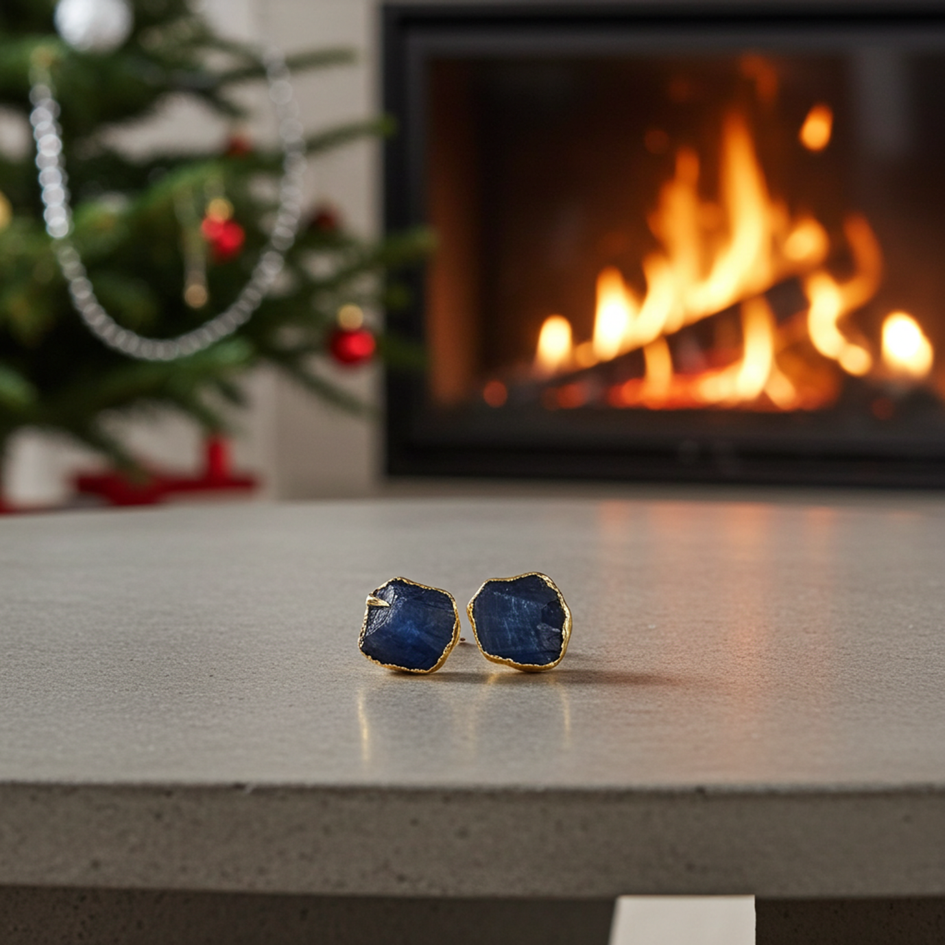 Raw Sapphire Stud Earrings jewelry