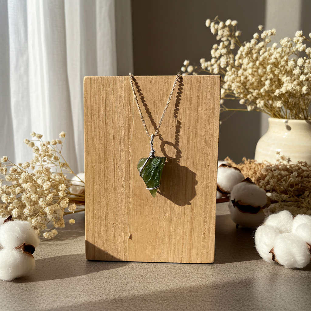 Raw Moldavite Wire Wrapped